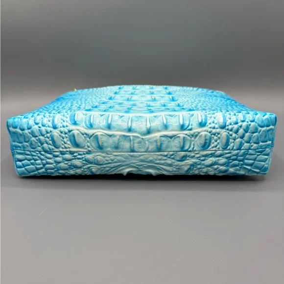 AUTH Brahmin Blue Crocodile Embossed Bag - Picture 3 of 5